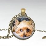Yorkie portrait necklace, custom made with brass chain