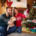 Christmas family portrait with dog